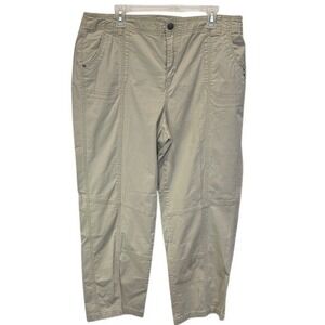 Avenue Womens Khaki Casual Cropped Pants Size 16 Utility‎ Style Comfort